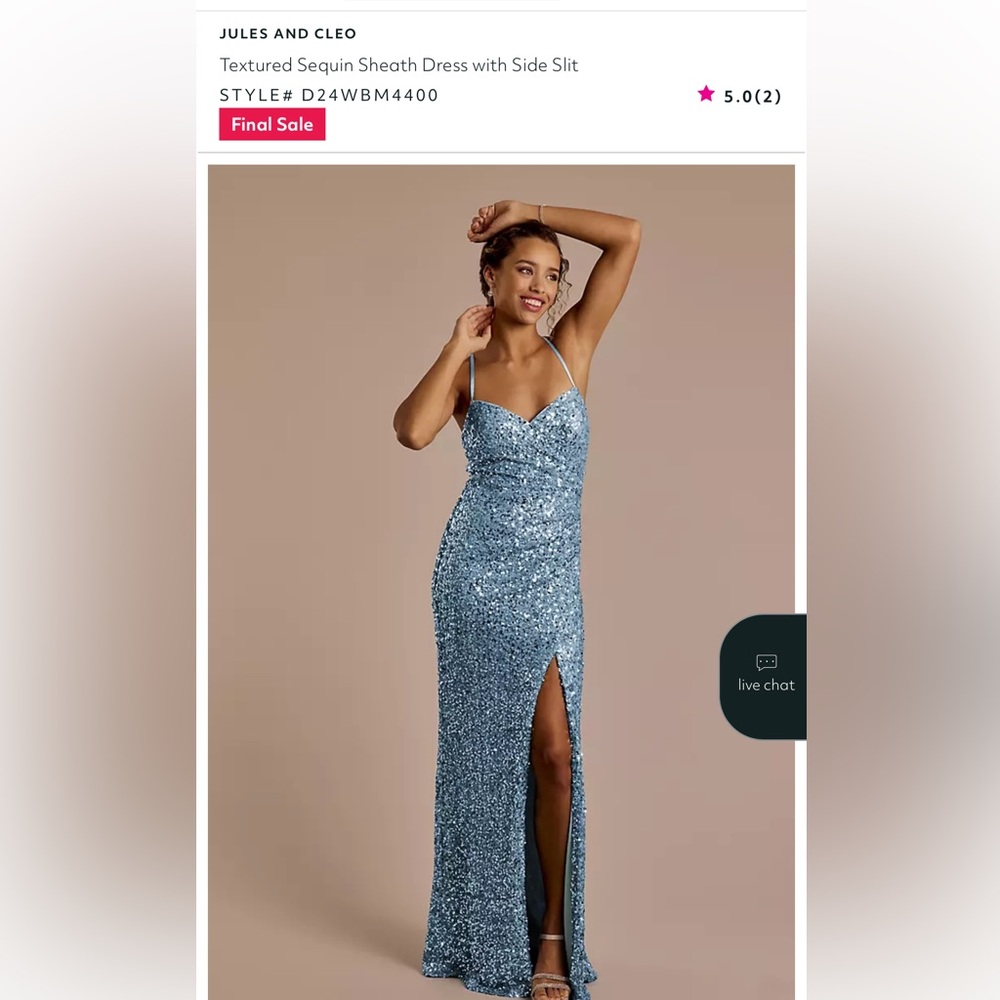 NEW JULES and Cleo Blue Sequin Sheath Prom Dress NEW